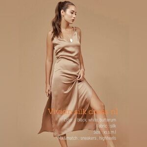 Popbirdy 100% Silk Midi Slip Dress